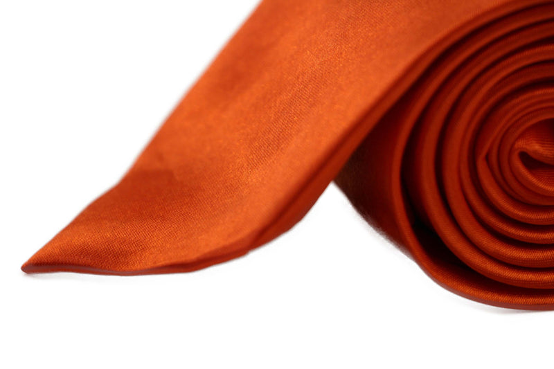 Mens Orange 8cm Plain Neck Tie