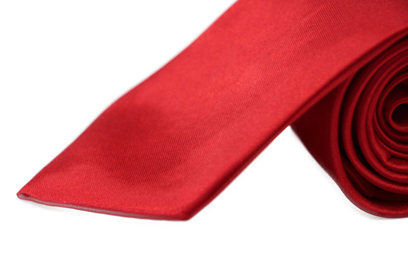 Mens Red 8cm Plain Neck Tie