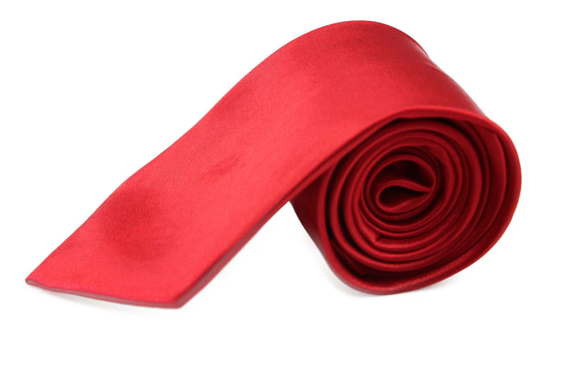 Mens Red 8cm Plain Neck Tie