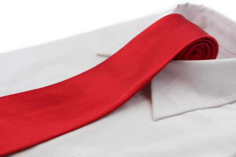 Mens Red 8cm Plain Neck Tie