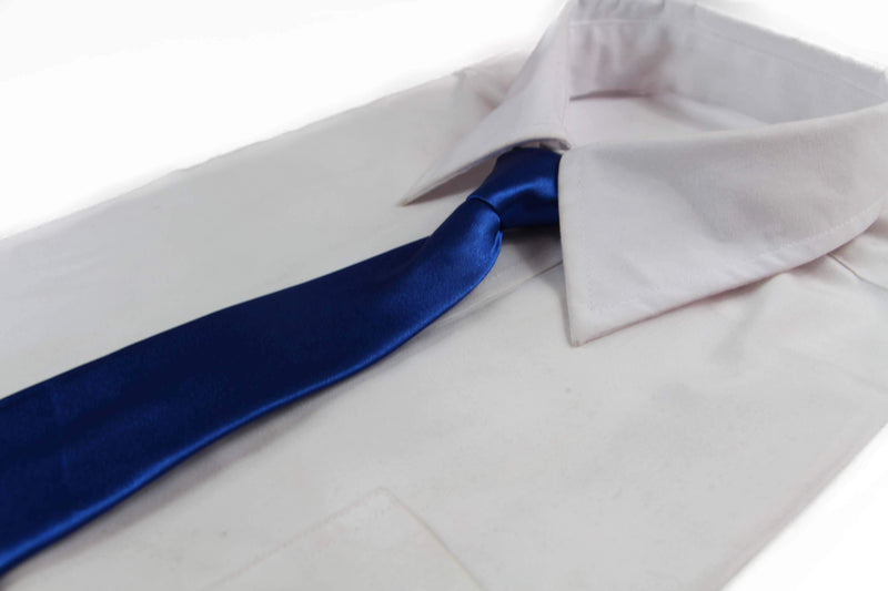 Kids Boys Blue Elastic Plain Neck Tie