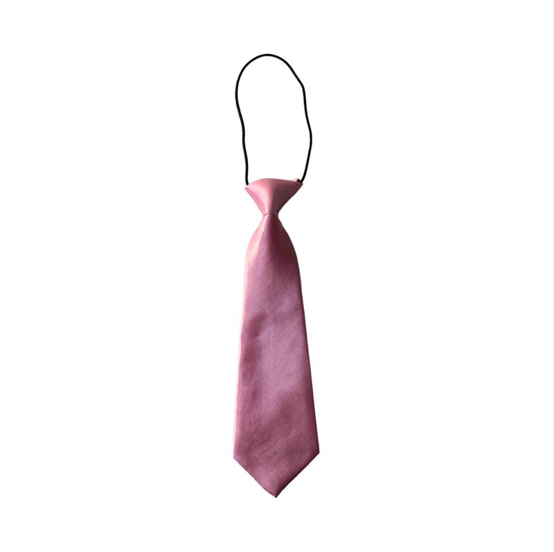 Kids Boys Light Pink Elastic Plain Neck Tie