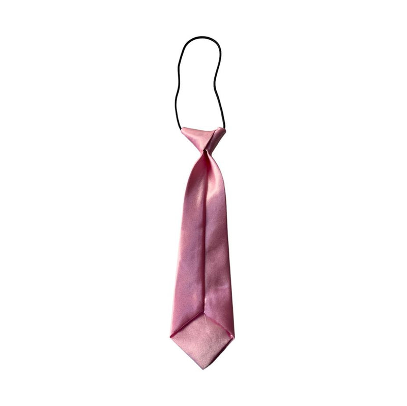 Kids Boys Light Pink Elastic Plain Neck Tie