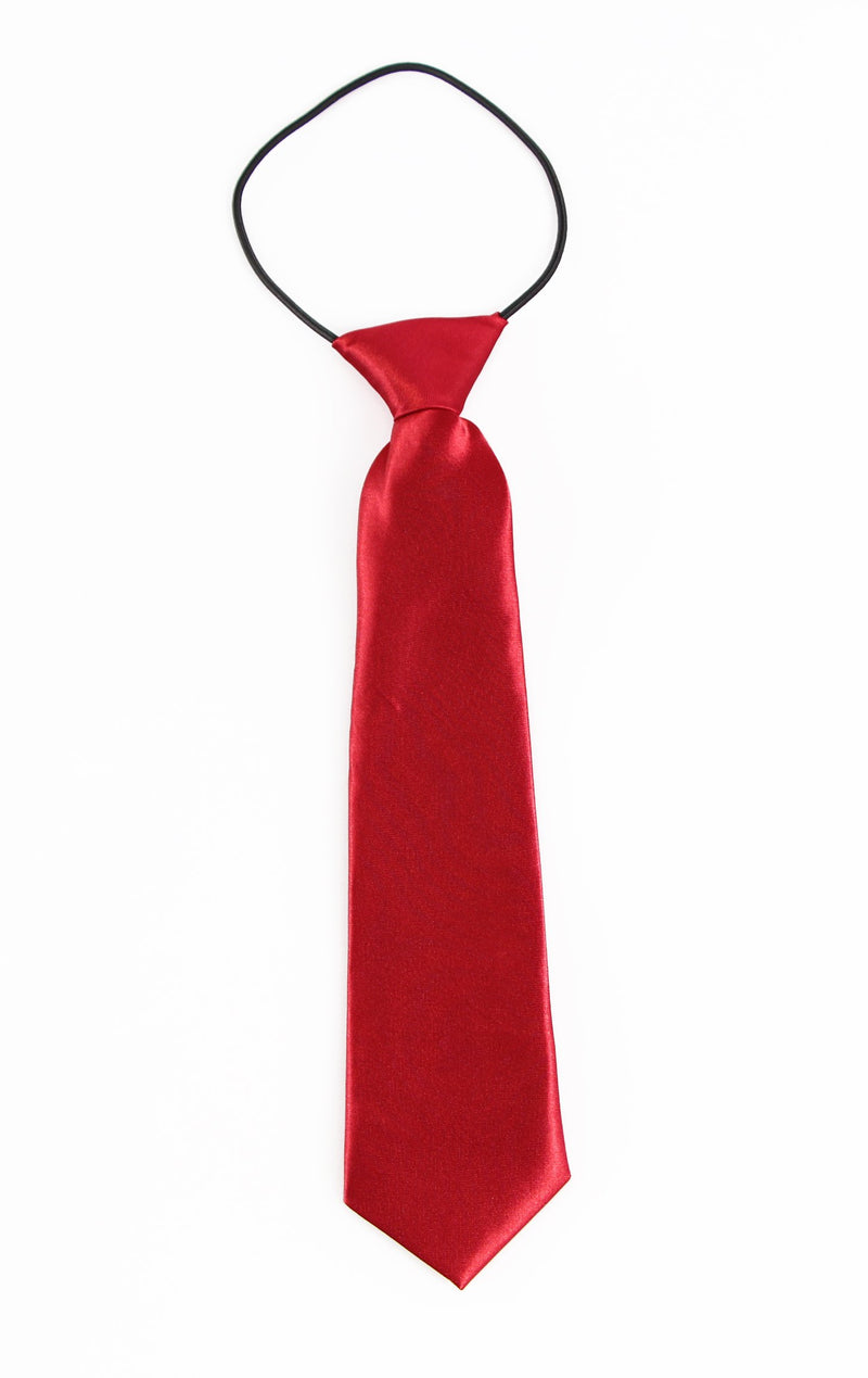 Kids Boys Red Elastic Plain Neck Tie