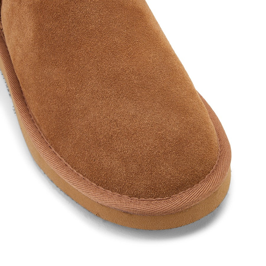 Womens Hush Puppies Lunar Boot Slippers Tan Suede