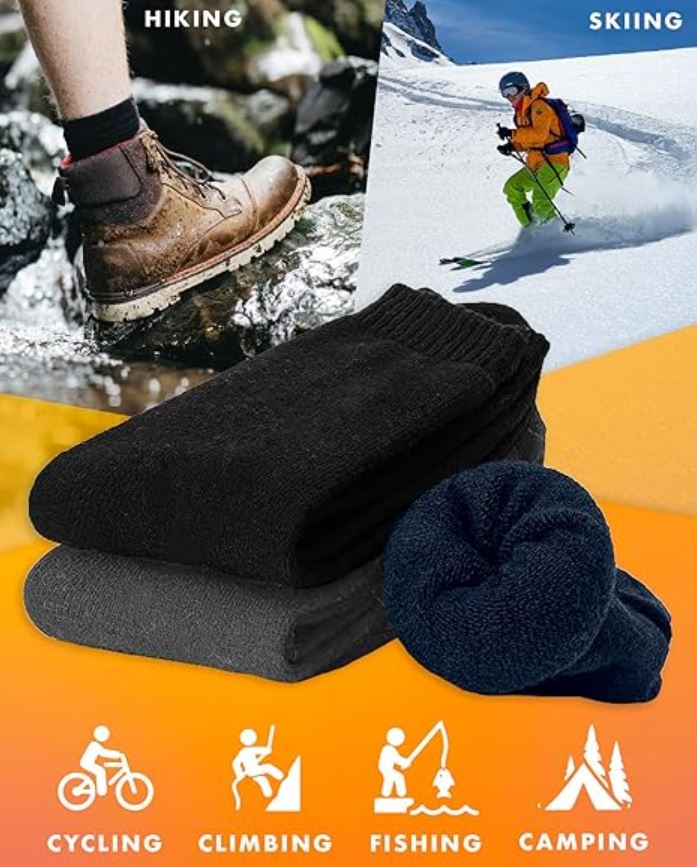 Mens Aussie Wardrobe Collection Heavy Duty Thermal Work Socks Crew Socks Black / Navy / Charcoal