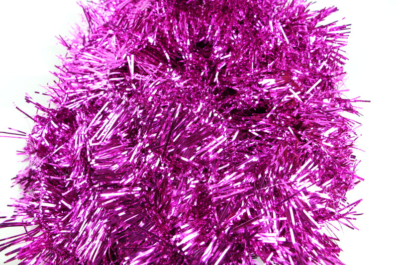 5 x Christmas Tinsel Thin Xmas Garland Tree Decorations - Hot Pink