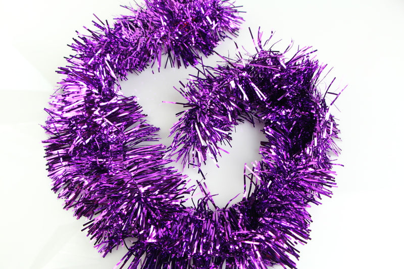 5 x Christmas Tinsel Thin Xmas Garland Tree Decorations - Purple