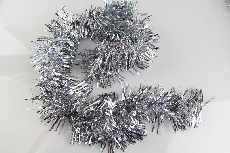 5 x Christmas Tinsel Thin Xmas Garland Tree Decorations - Silver