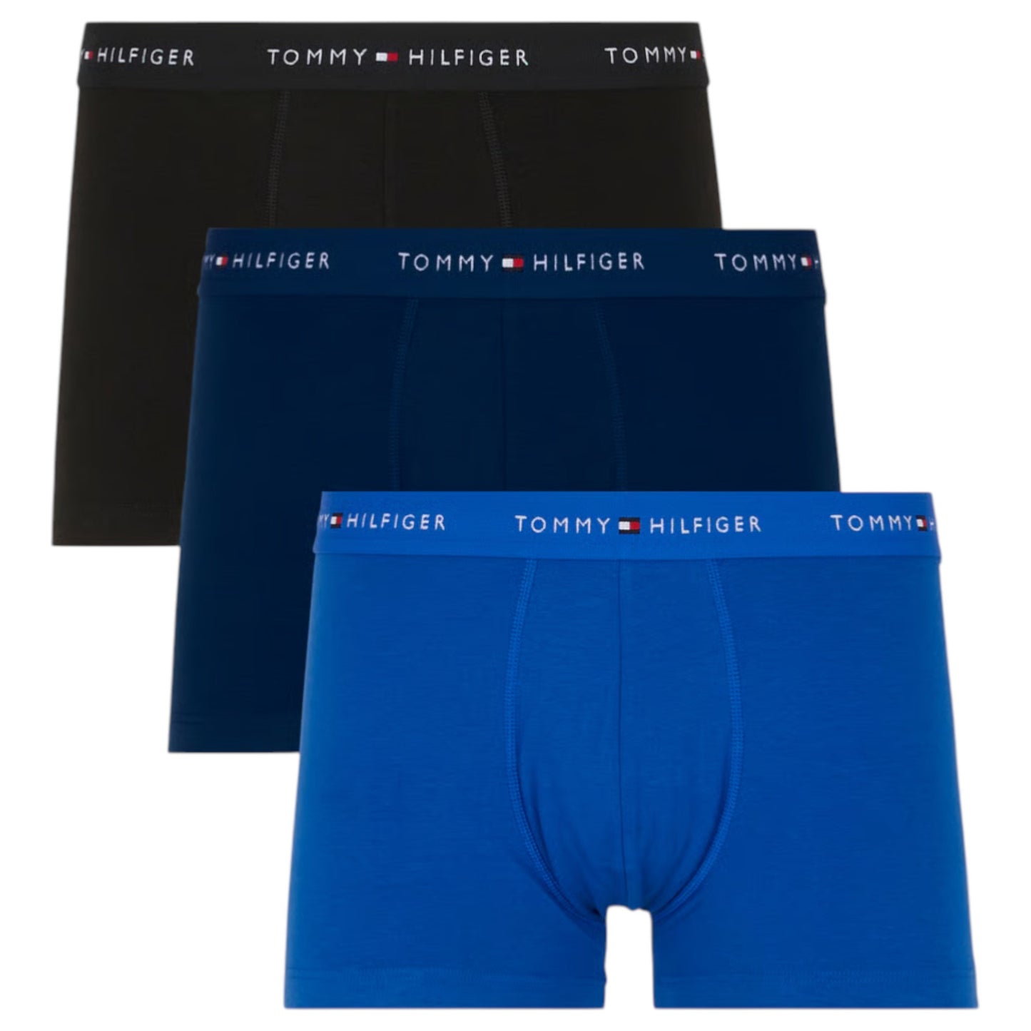 3 Pack Mens Tommy Hilfiger Signature Trunks Underwear Blue/Navy/Black