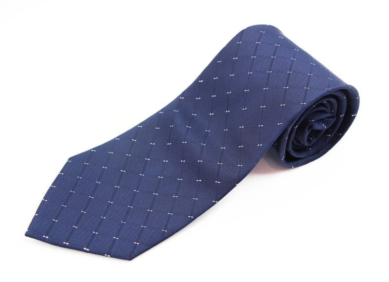 Mens Navy Cubed & Striped 8cm Patterned Neck Tie