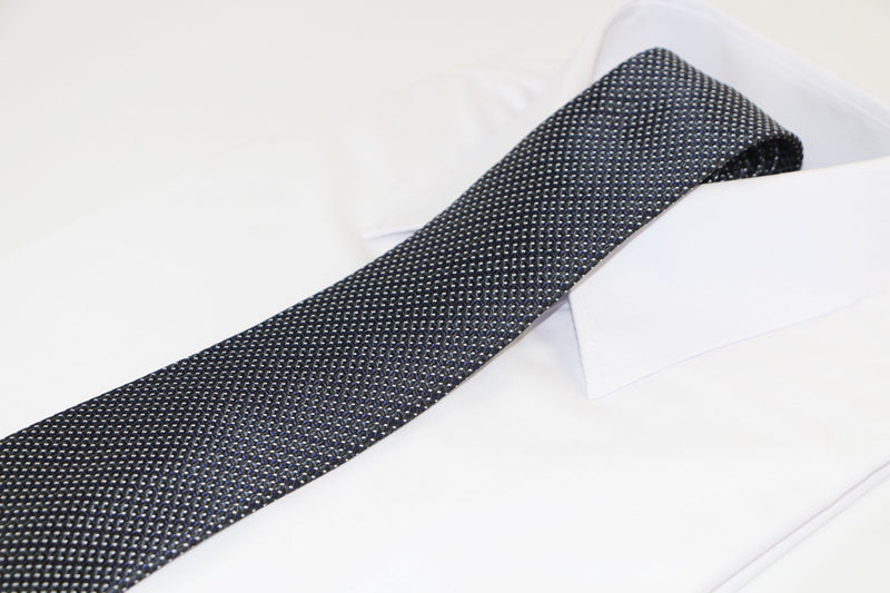 Mens Black, Navy & White Elegant Patterned 8cm Neck Tie