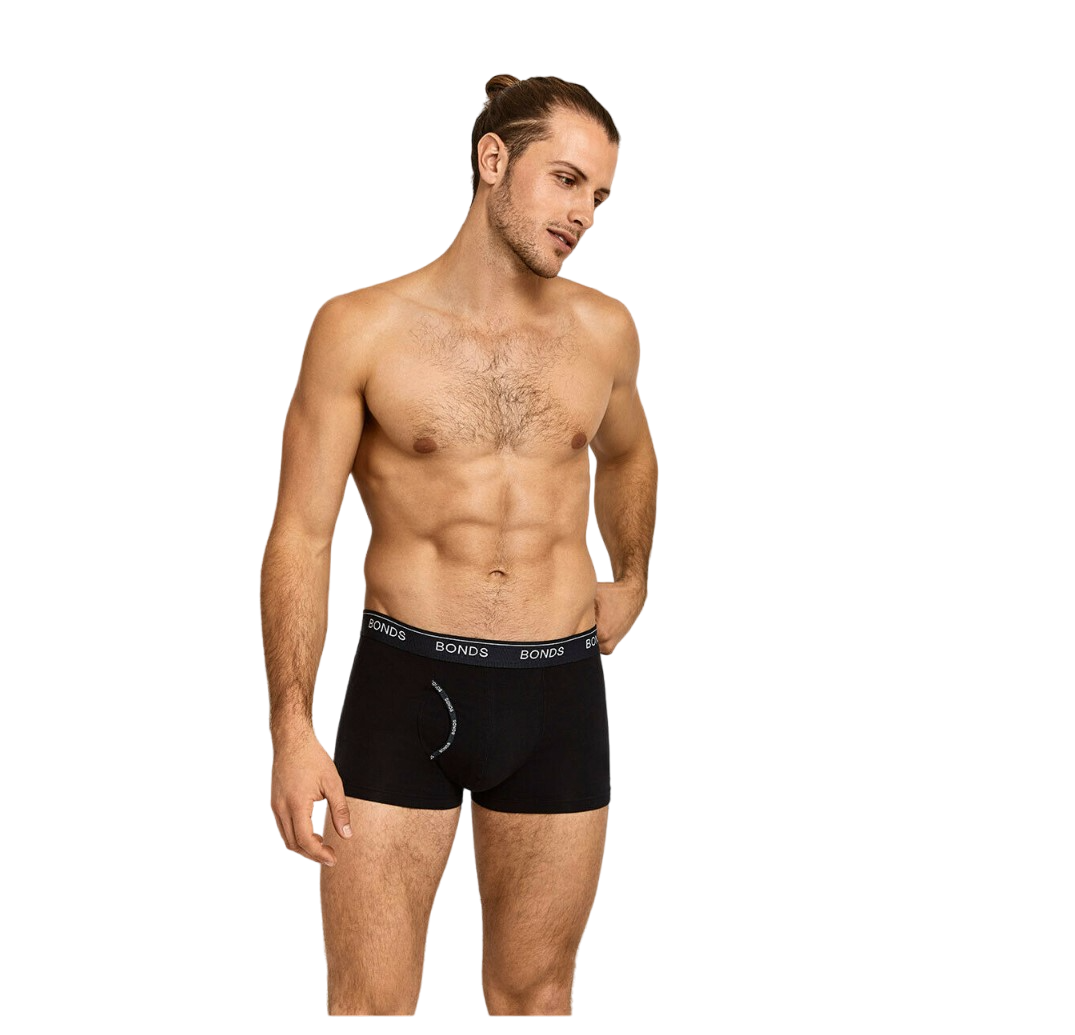 Mens Bonds Guyfront Trunks Underwear Black/Black