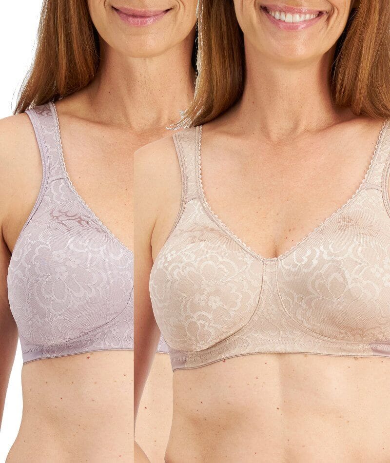 Playtex Womens Ultimate Lift & Support Wire-Free Bra 2-Pack - Nude/Warm Steel