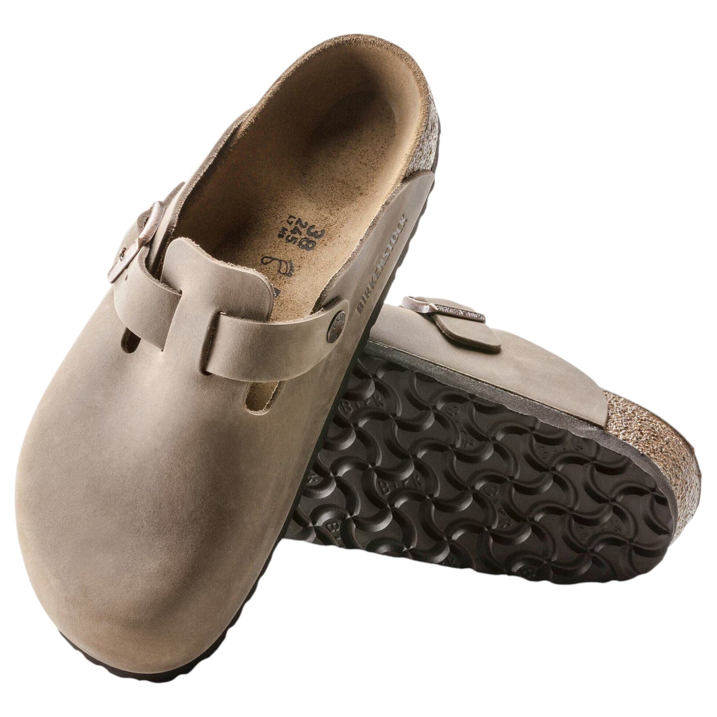 Mens Birkenstock Boston Oiled Leather Regular Sandals Tabacco Brown