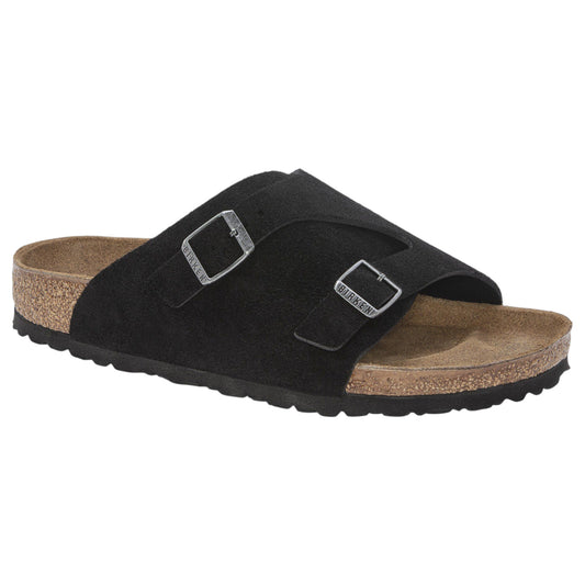 Mens Birkenstock Zurich Suede Leather Regular Sandals Black