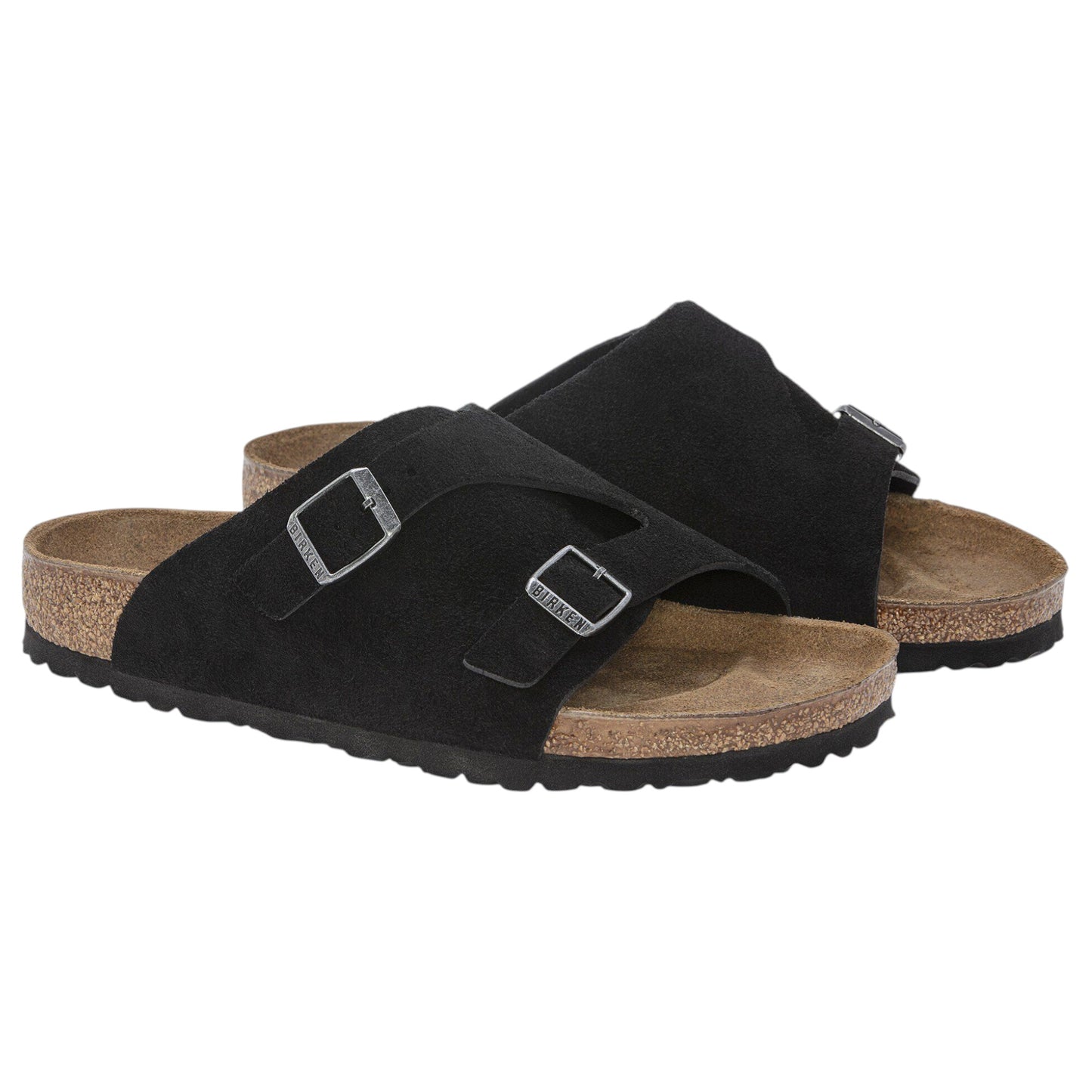 Mens Birkenstock Zurich Suede Leather Regular Sandals Black