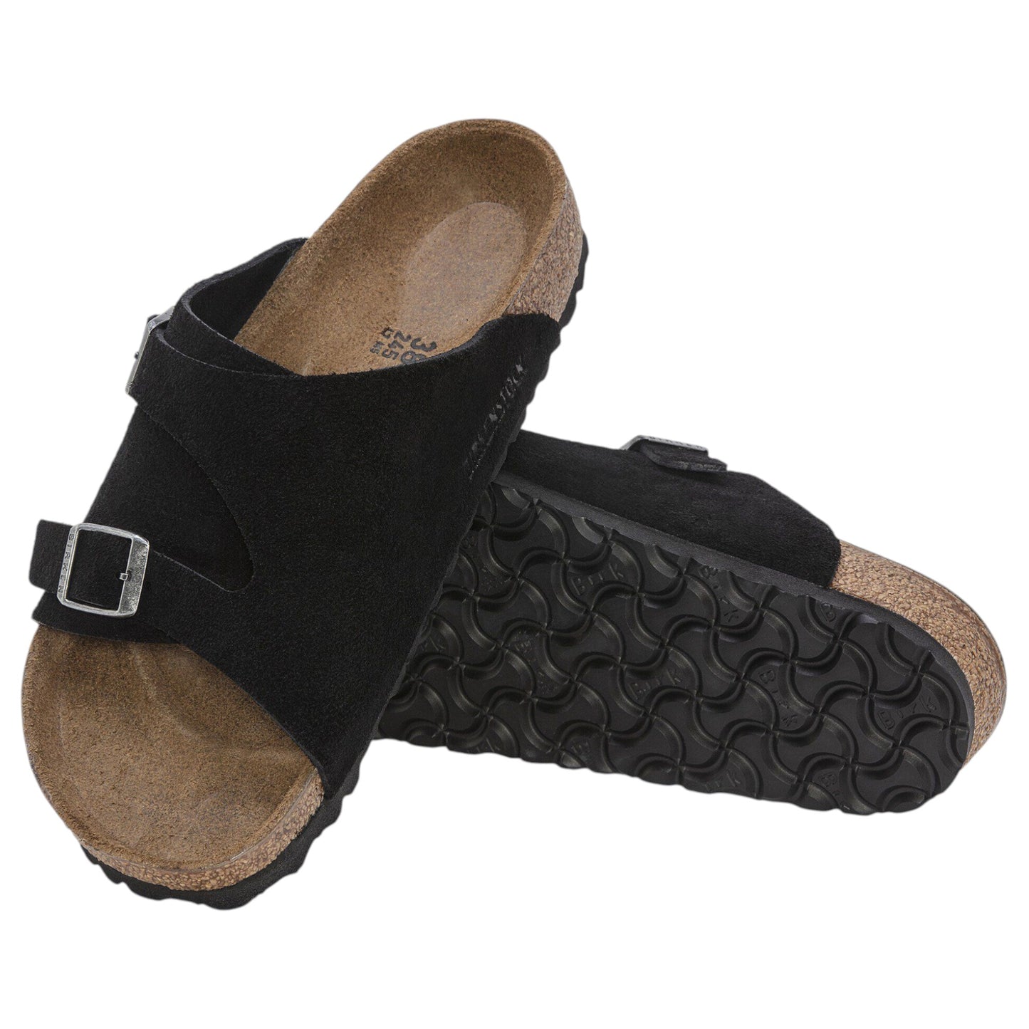 Mens Birkenstock Zurich Suede Leather Regular Sandals Black
