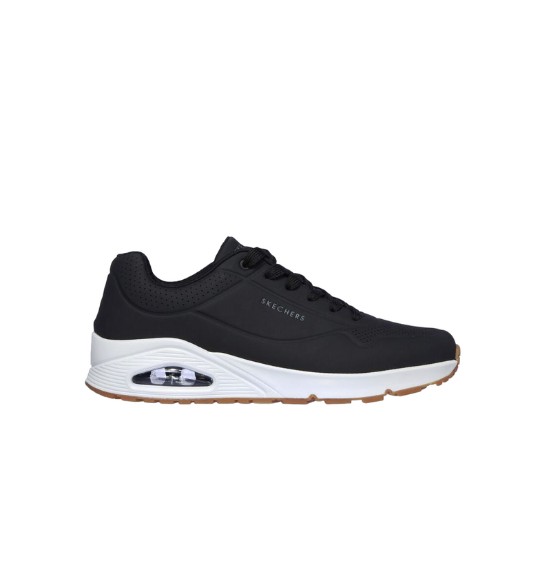 Mens Skechers Uno - Stand On Air Black/White Sneaker Shoes