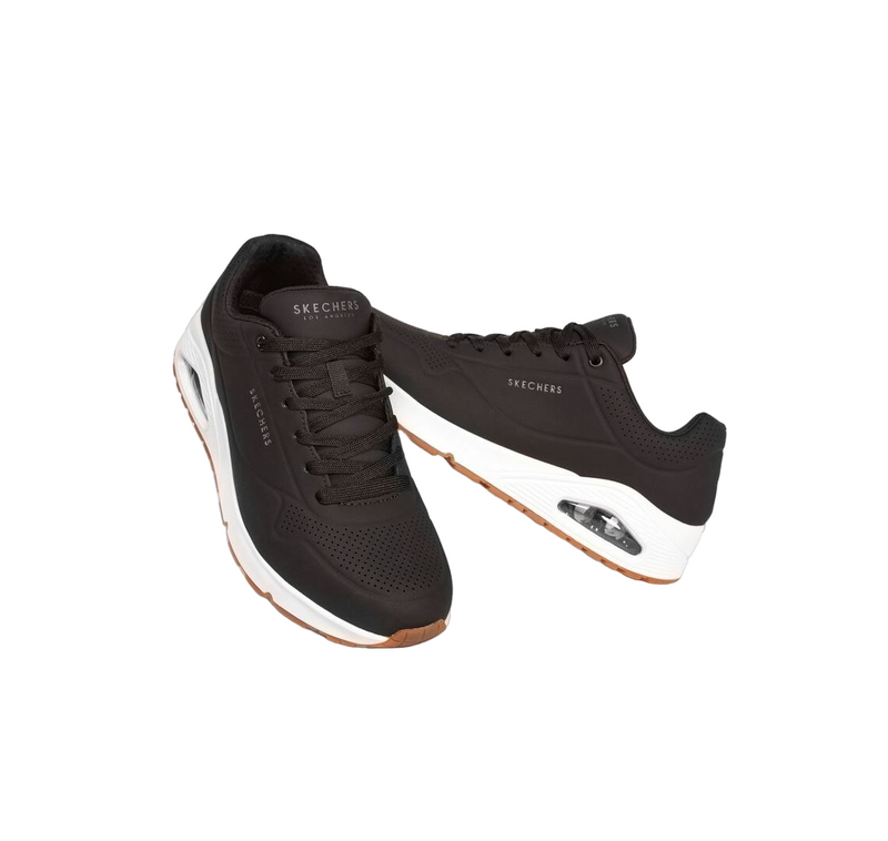 Mens Skechers Uno - Stand On Air Black/White Sneaker Shoes