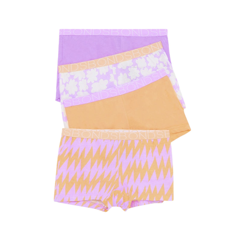 4 x Bonds Girls Shortie Underwear Kids Multi Coloured Trunks