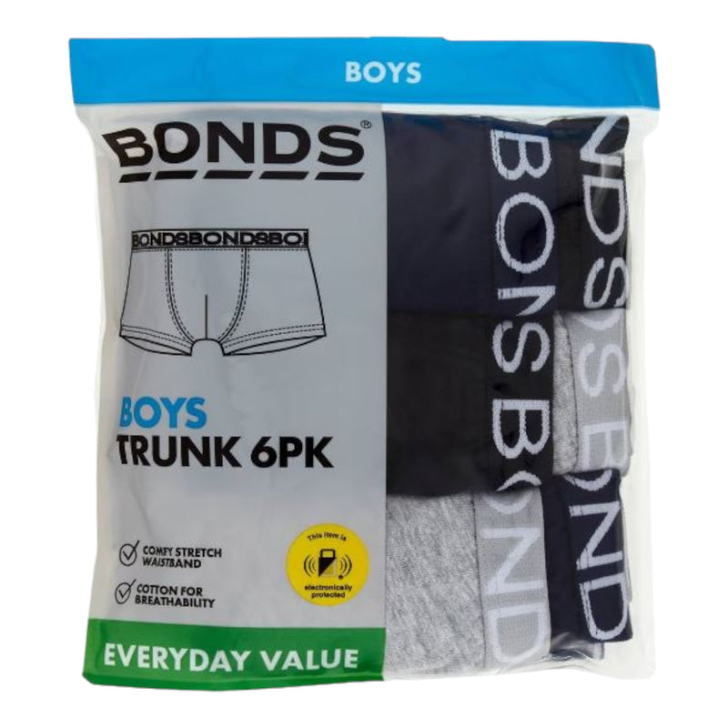 12 X Bonds Boys Trunks Underwear Black / Grey / Navy