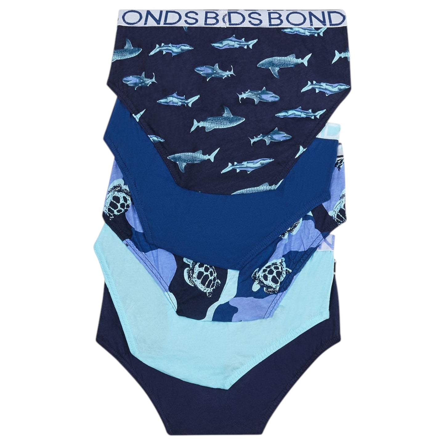 5 Pack Kids Boys Bonds Boxer Briefs Underwear Blue Multi