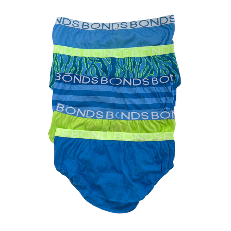 5 x Bonds Boys Briefs Multi Coloured Underwear