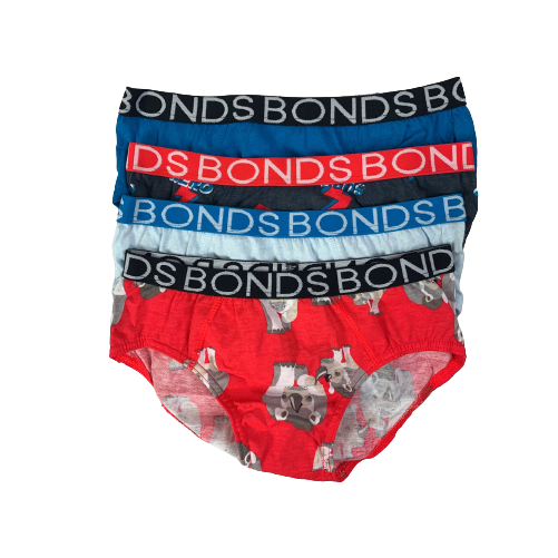 4 Pairs Bonds Boys Kids Underwear Undies Brief Briefs Red Blue Black Ha2