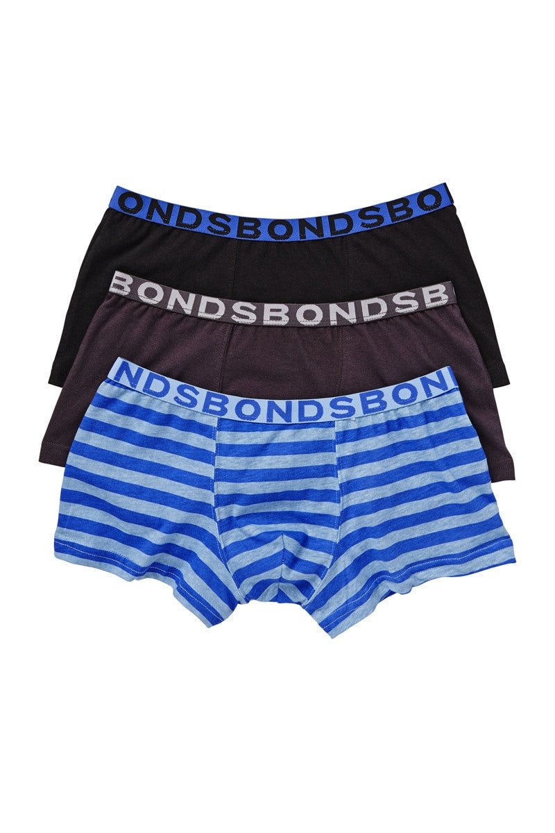 Bonds Boys 3 Pair Underwear Boyleg Trunks Undies Boxer Shorts