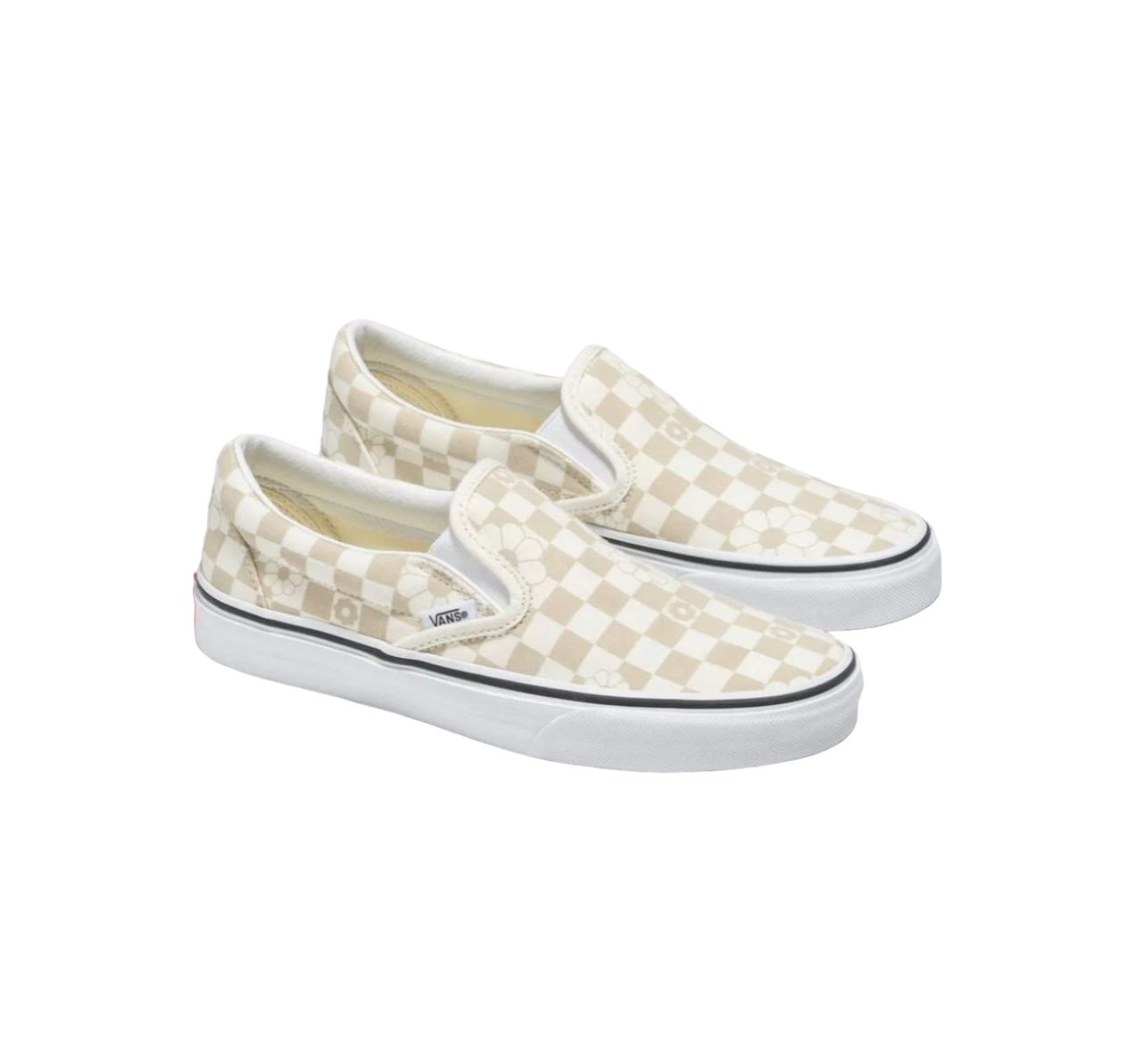 Mens Vans Classic Slip-On Shoes Floral Check Marshmallow