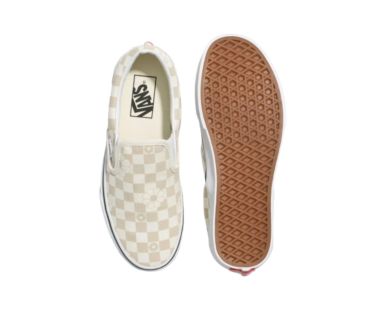 Mens Vans Classic Slip-On Shoes Floral Check Marshmallow