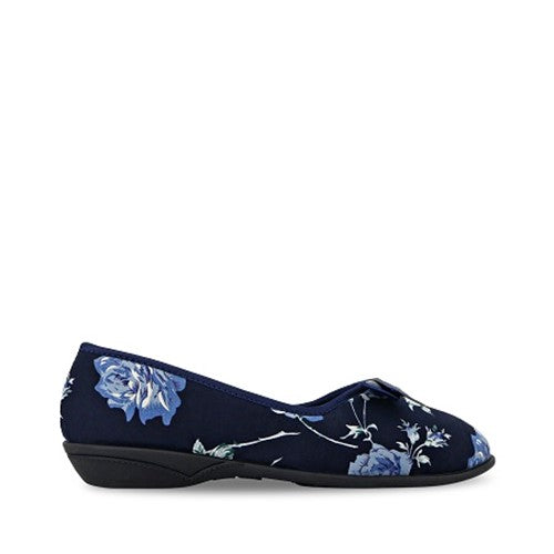 Grosby Womens Vera Comfortable Printed Slippers Navy