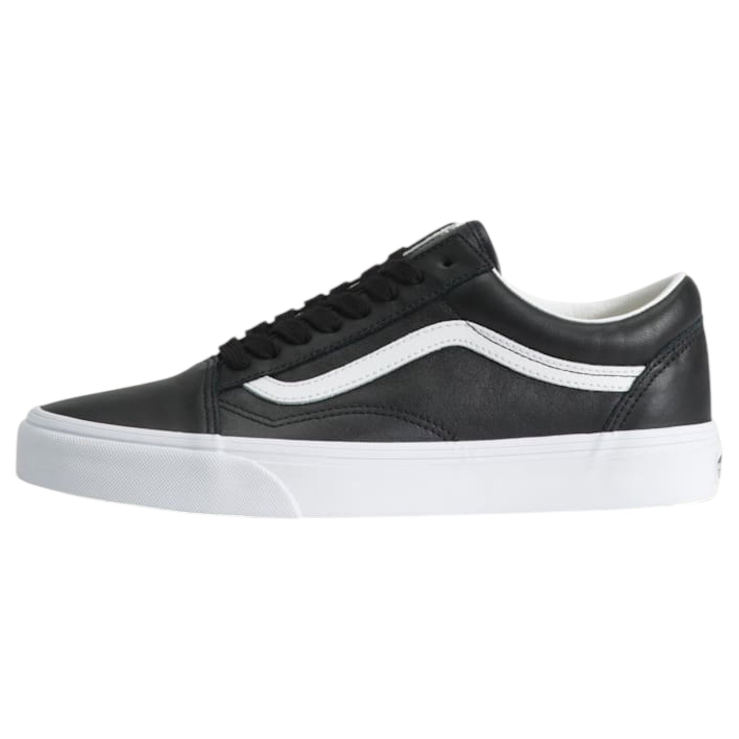 Mens Vans Old Skool Leather Shoes Leather Black/True White