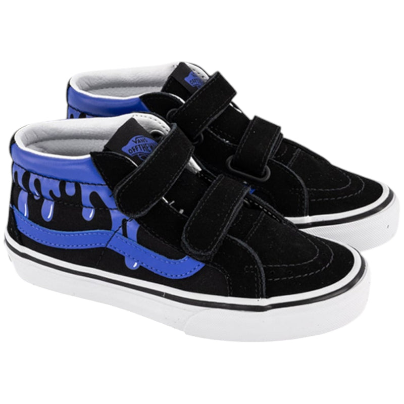 Vans Kids Sk8-Mid Reissue V Glow Slime Black/ Blue Boys Strap Shoes