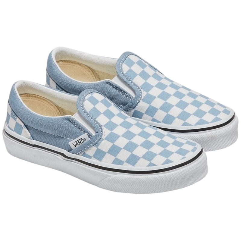 Vans Kids Classic Slip-On Color Theory Checkerboard Dusy Blue Shoes