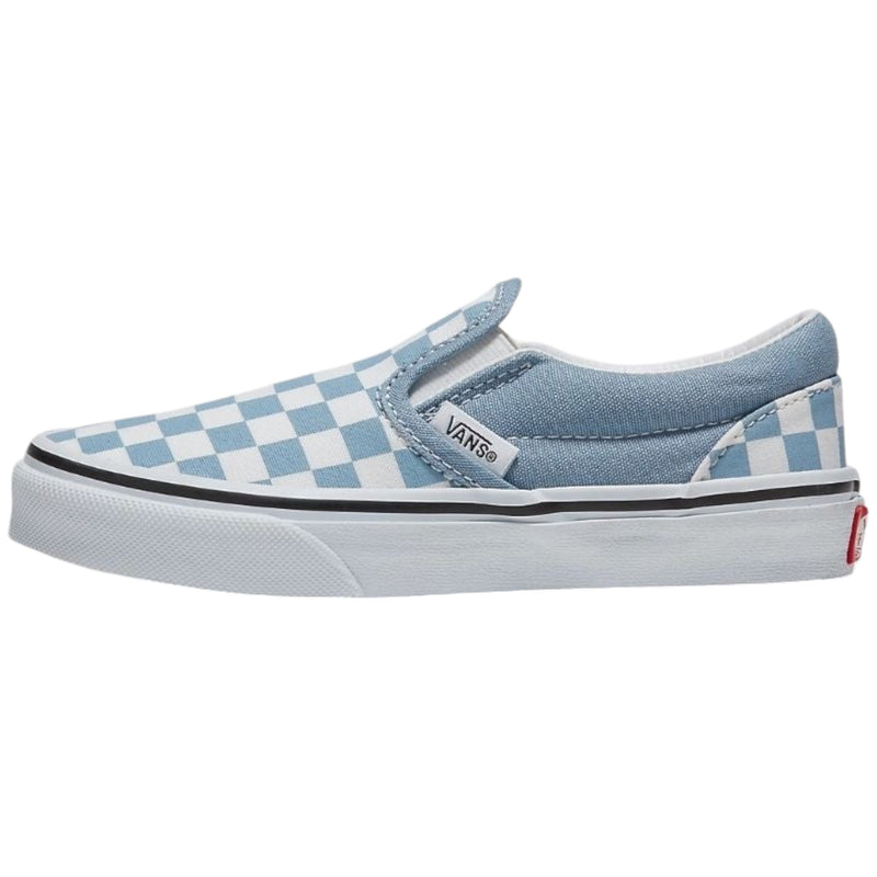 Vans Kids Classic Slip-On Color Theory Checkerboard Dusy Blue Shoes