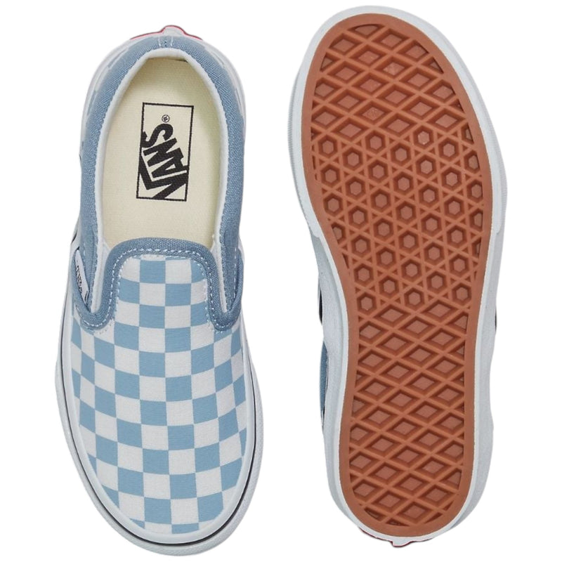 Vans Kids Classic Slip-On Color Theory Checkerboard Dusy Blue Shoes