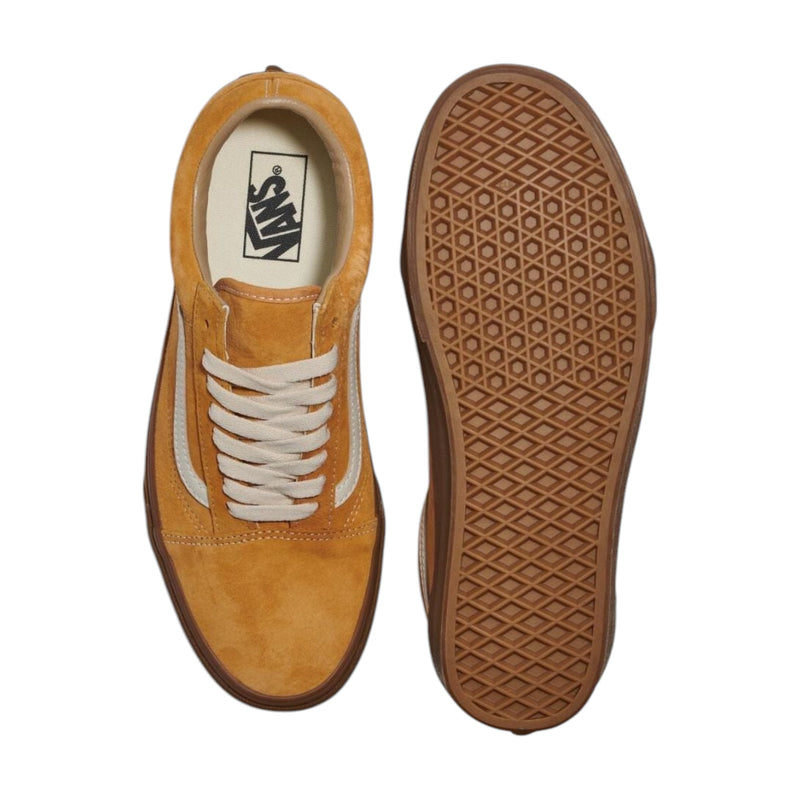 Mens Vans Old Skool Pig Suede Gum Antelope Yellow Lace Up Shoes