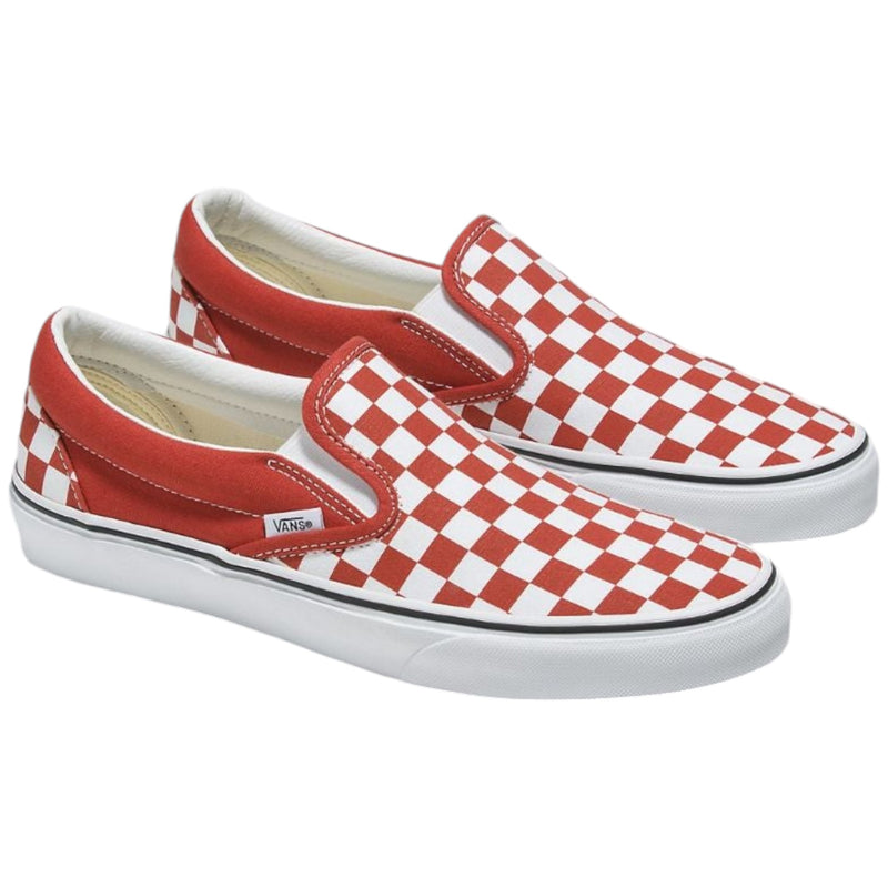 Mens Vans Classic Slip-On Colour Theory Checkerboard Red Slip On Shoes