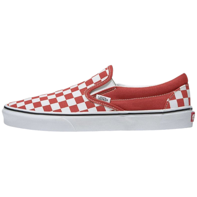 Mens Vans Classic Slip-On Colour Theory Checkerboard Red Slip On Shoes