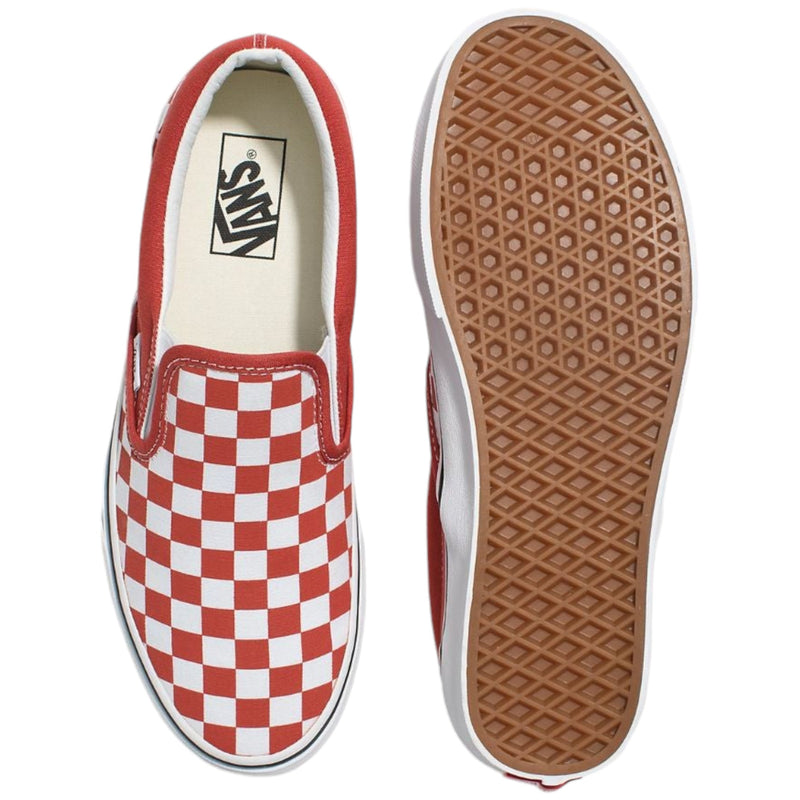 Mens Vans Classic Slip-On Colour Theory Checkerboard Red Slip On Shoes