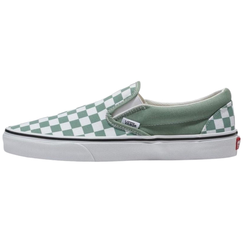 Mens Vans Classic Slip-On Colour Theory Checkerboard Green Slip On Shoes