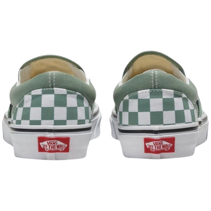 Mens Vans Classic Slip-On Colour Theory Checkerboard Green Slip On Shoes