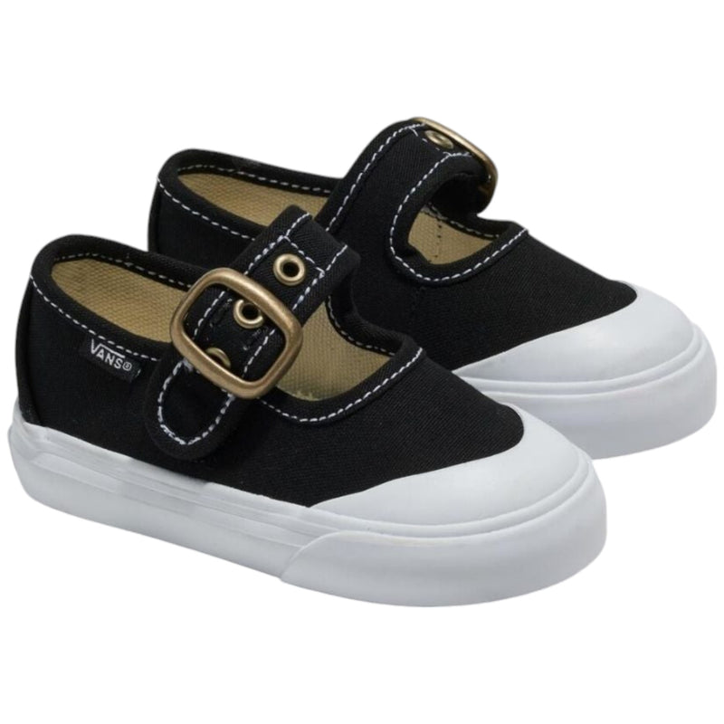 Vans Girls Mary Jane Black/ True White Toddler Buckle Shoes