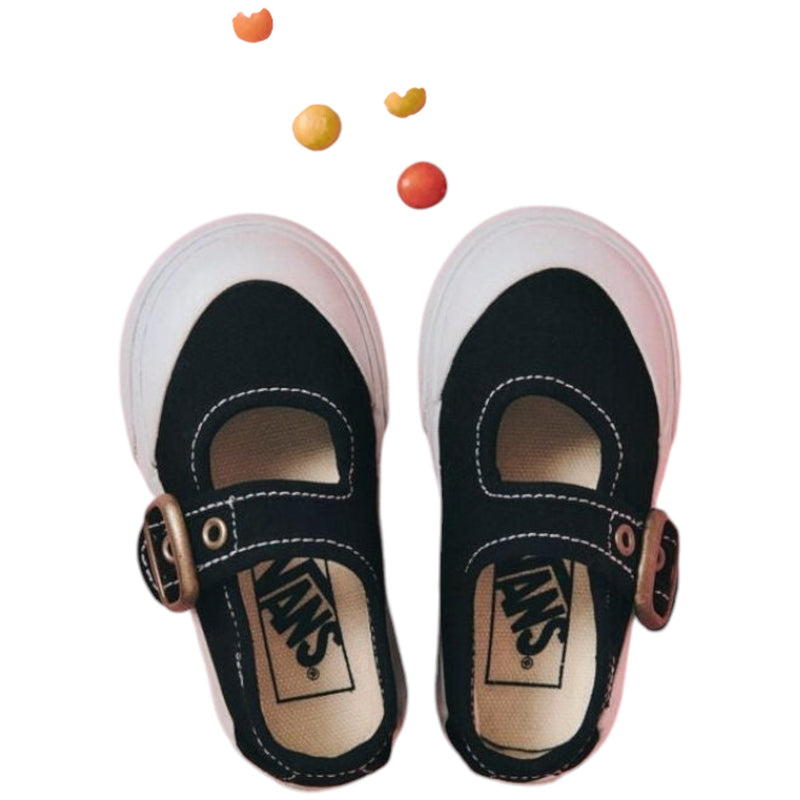 Vans Girls Mary Jane Black/ True White Toddler Buckle Shoes