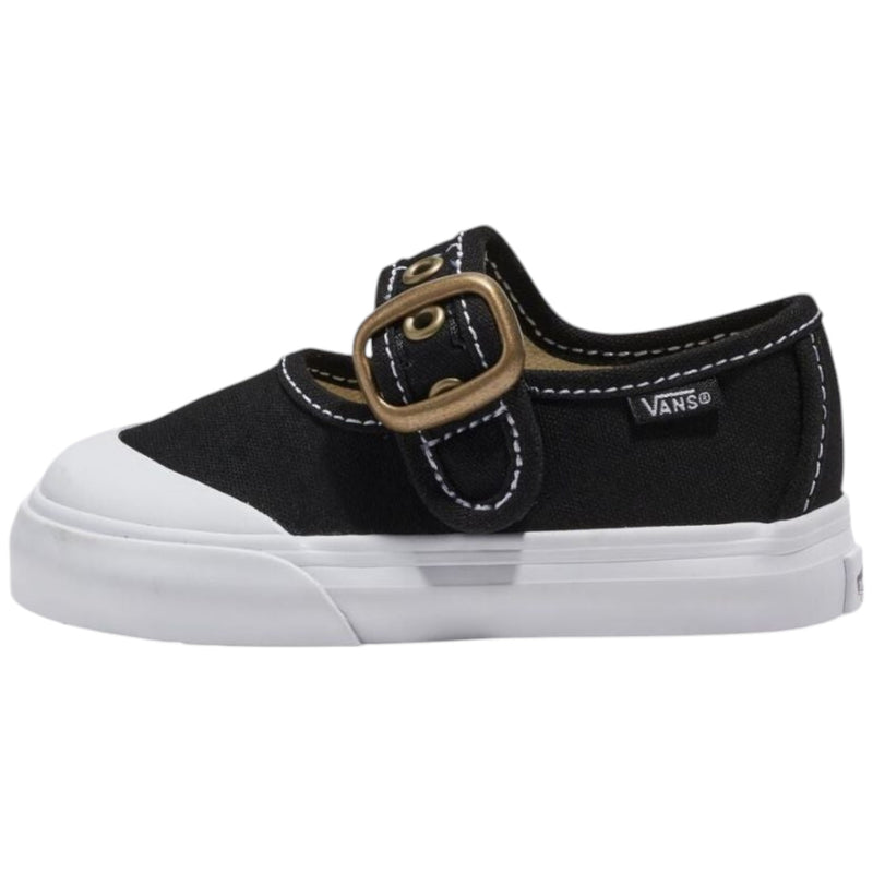 Vans Girls Mary Jane Black/ True White Toddler Buckle Shoes