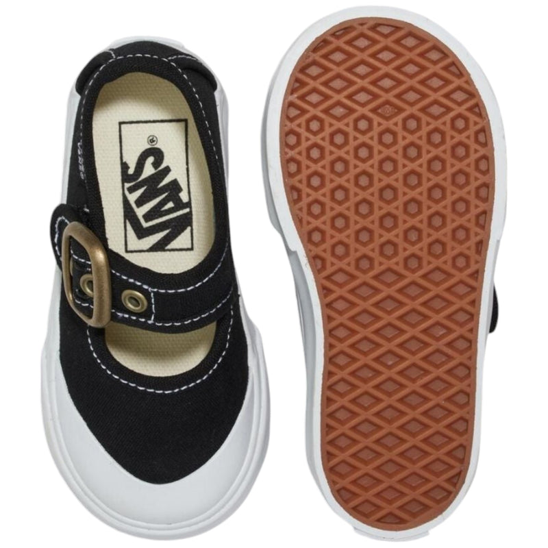 Vans Girls Mary Jane Black/ True White Toddler Buckle Shoes