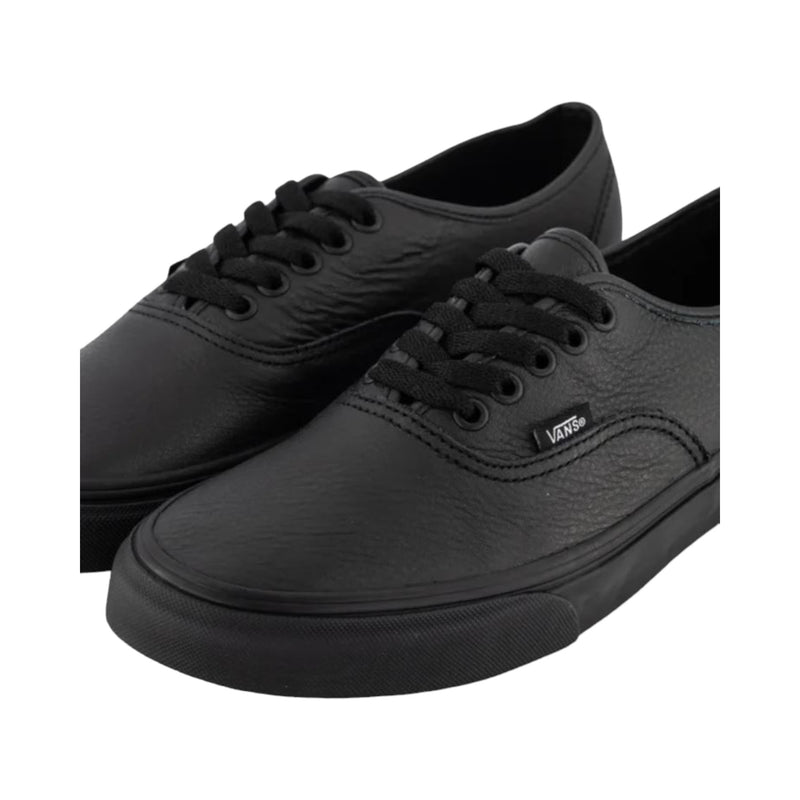 Mens Vans Authentic Leather Black/Black Lace Up Shoes