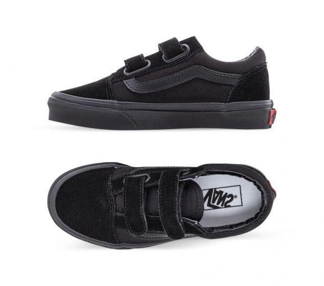 Vans Kids Old Skool V Black/ Black Boys Strap Shoes